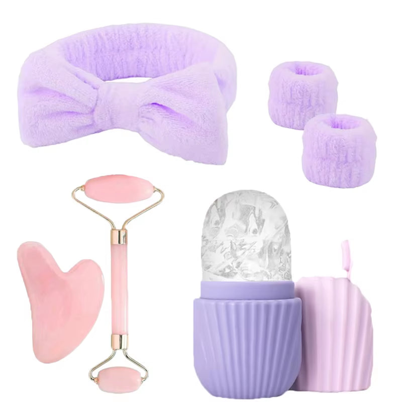 6-Piece Ice Roller Facial Skin Care Ice Roller Set Facial Roller Scraping Facial Tool Face Wash Skin Care Three-Piece Set