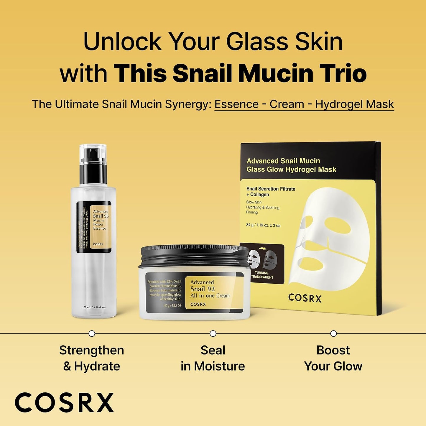 COSRX Snail Mucin 96 Essence – Hydrating Korean Face Serum for Dry, Sensitive & Dull Skin | 100ml