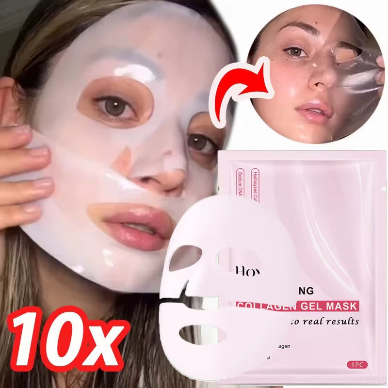 Pink Bio Collagen Gel Salmon Pdrn Face Mask Deep Hydrating Overnight Moisturizing Hydrogel Jelly Face Sheeets Balance Skin Tone